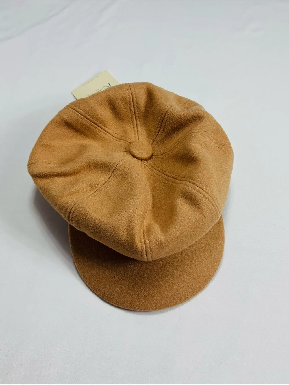 Wool Blend Tan Baker Boy Cap - Unbranded H033